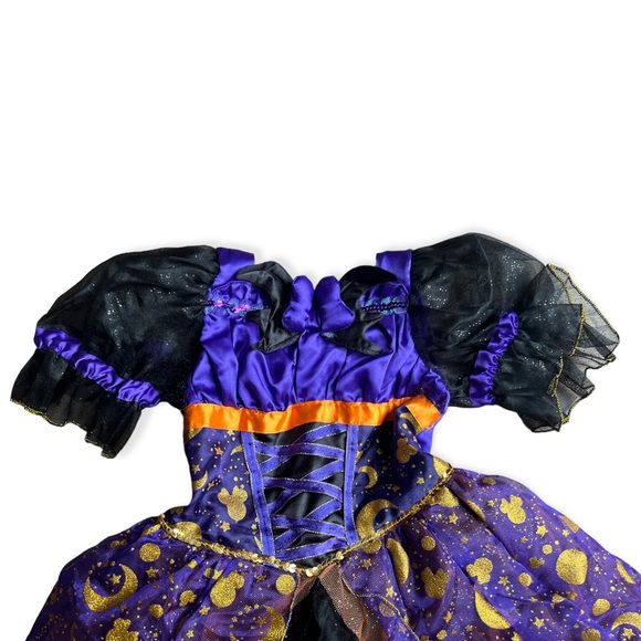 Disney Minnie Mouse Witch Purple & Black Glitter Costume With Headband Hat, Sz 3 - Picture 3 of 8